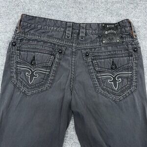 Rock Revival Gray Straight Jeans with Decorative Stitching